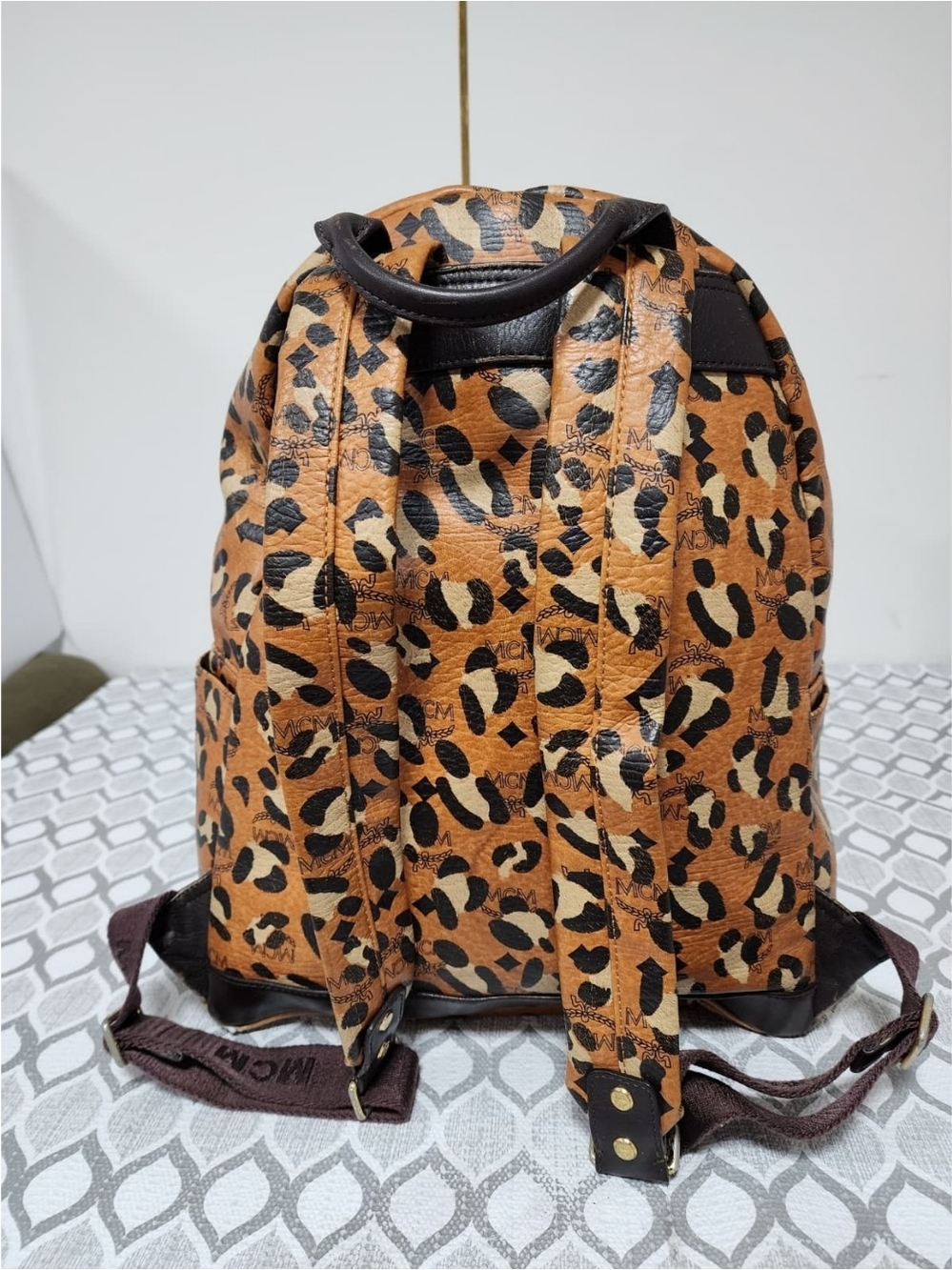 MCM Leopard Print Backpack Brown/Black - Picture 3 of 16